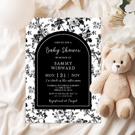 Invitación Baby Shower Black Antie Chinoiserie