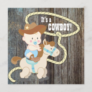 Invitación Baby Shower Black Blue Barn Wood Cowboy