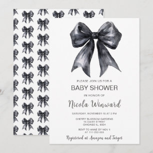 Invitación Baby Shower Black Coquette Bow