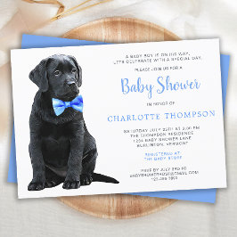Invitación Baby Shower Black Lab Puppy Dog Blue Boy