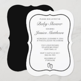 Invitación Baby Shower blanco Minimalista moderno de pies