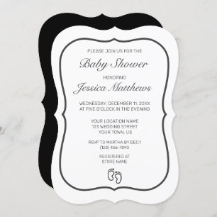 Invitación Baby Shower blanco Minimalista moderno de pies