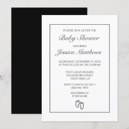 Invitación Baby Shower blanco Minimalista moderno de pies
