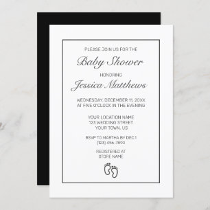 Invitación Baby Shower blanco Minimalista moderno de pies