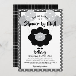Invitación Baby Shower blanco negro por Mail Lamb Moda modern