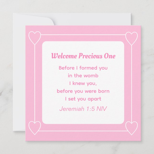 Invitación Baby Shower blanco rosa claro y sencillo (Anverso)