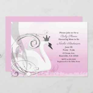 Invitación Baby Shower blanco rosado de la Princesa de Swan