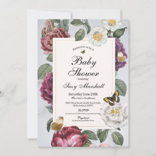 Invitación Baby Shower Bloom Butterfly Floral Vintage