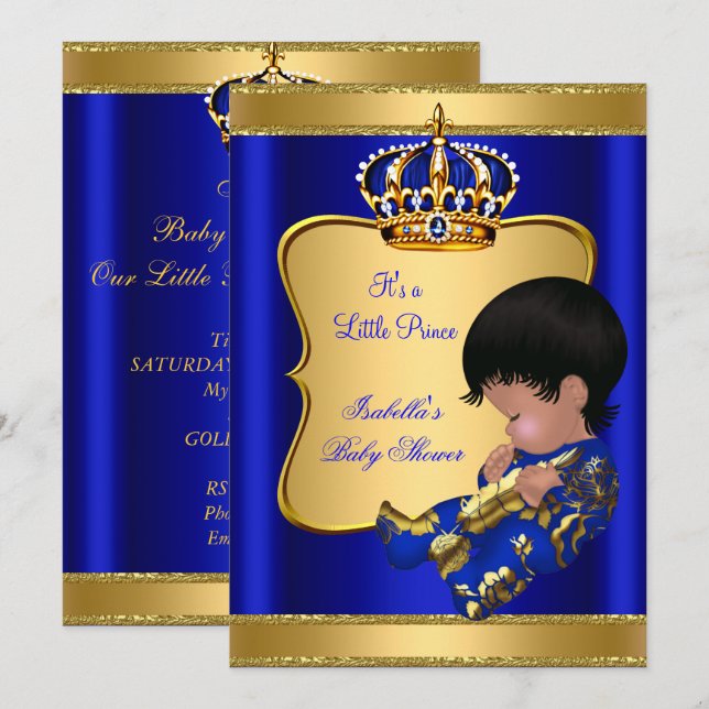 Invitación Baby Shower Blue African (Anverso / Reverso)