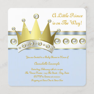 Invitación Baby Shower Blue and Gold Prince
