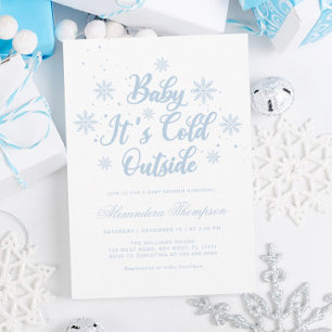 Invitación Baby Shower Blue and White Winter Wonderland