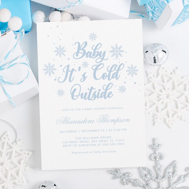 Invitación Baby Shower Blue and White Winter Wonderland (Subido por el creador)