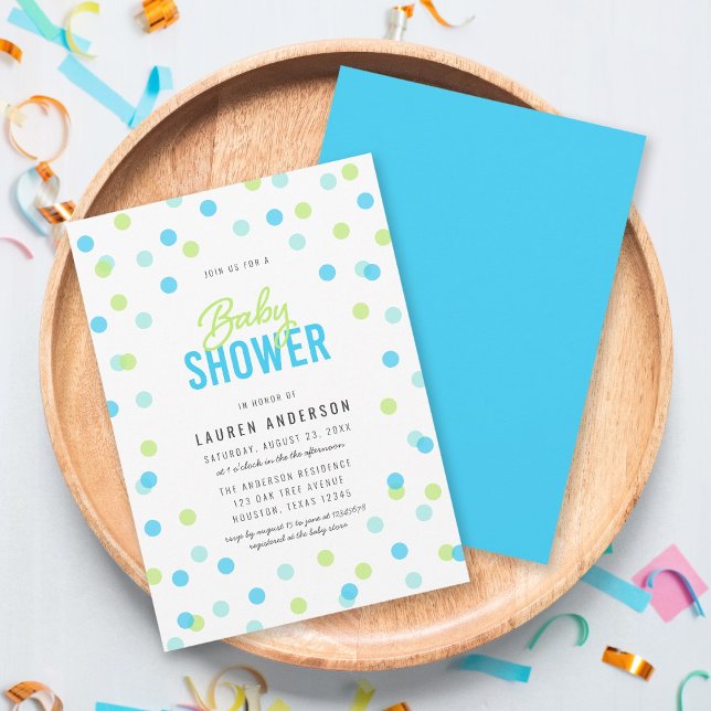 Invitación Baby Shower Blue Aqua Green Confetti (Subido por el creador)