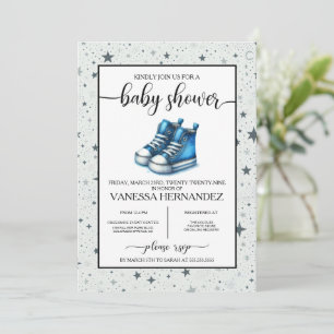 Invitación Baby Shower Blue Baby High Tops