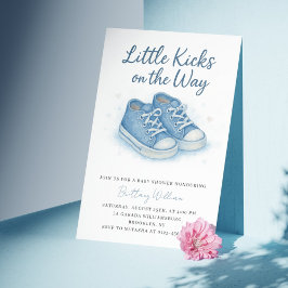 Invitación Baby Shower Blue Baby Sneakers