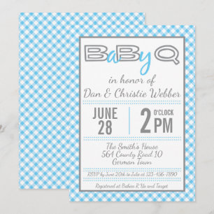 Invitación Baby Shower Blue BabyQ BBQ