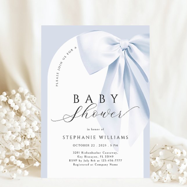 Invitación Baby Shower Blue Bow Boy Arch (Subido por el creador)