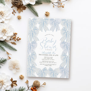 Invitación Baby Shower Blue Bow/Ribbon Coquette Boy