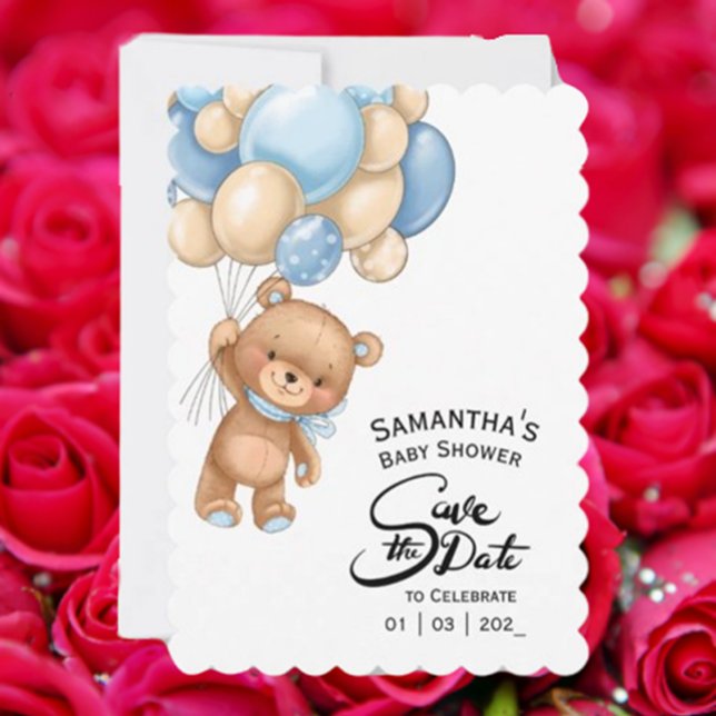 Invitación Baby Shower Blue Boy Bear (Celebrate your little one’s arrival with our charming Blue Boy Bear Baby Shower Invitation.)