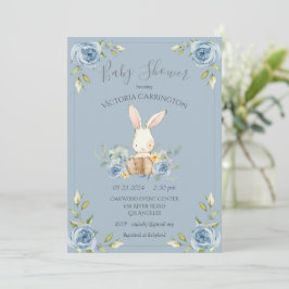 Invitación Baby Shower Blue Bunny Rabbit Boy