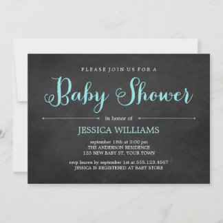 Invitación Baby Shower Blue Chalkboard