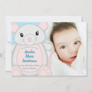 Invitación Baby Shower Blue del ratón
