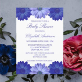 Invitación Baby Shower Blue Floral