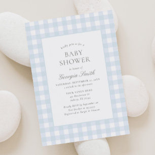 Invitación Baby Shower Blue Gingham Boy