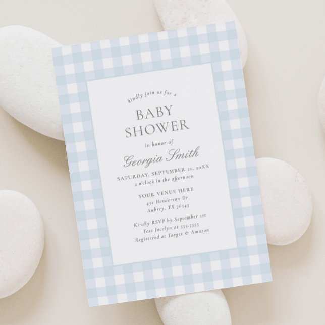 Invitación Baby Shower Blue Gingham Boy (Subido por el creador)