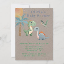 Baby Shower Blue Green Dinosaur Boy