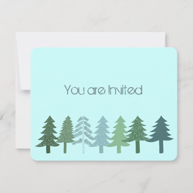 Invitación Baby Shower Blue Green Trees (Anverso)