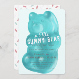 Invitación Baby Shower Blue Gummy Bear Boy