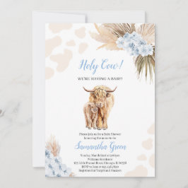 Invitación Baby Shower Blue Holy Cow