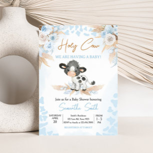 Invitación Baby Shower Blue Holy Cow