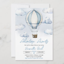 Baby Shower Blue Hot Air Balloon