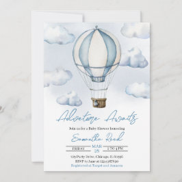 Invitación Baby Shower Blue Hot Air Balloon