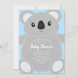 Invitación Baby Shower Blue Koala Bear