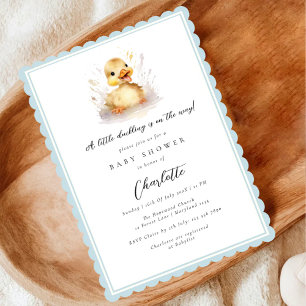 Invitación Baby Shower Blue Little Duckling