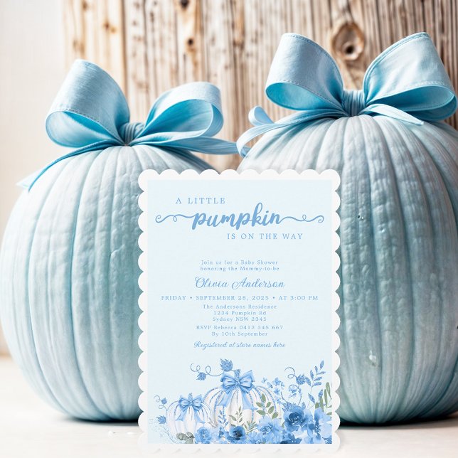 Invitación Baby Shower Blue Little Pumpkin (Subido por el creador)