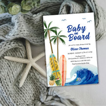 Baby Shower Blue Ocean Wave Surfboard