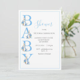 Invitación Baby Shower Blue Peter Rabbit Typography