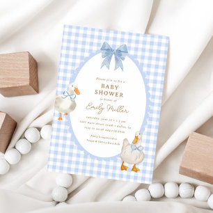 Invitación Baby Shower Blue Plaid Gock Coquette