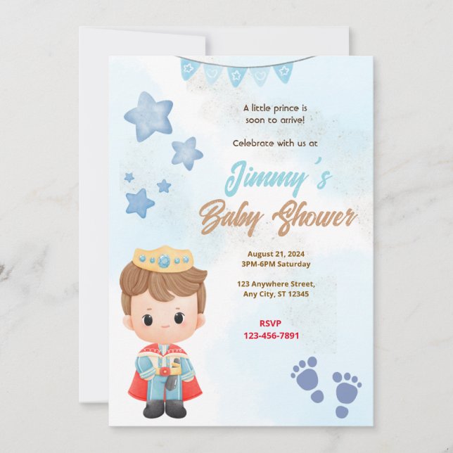 Invitación Baby Shower Blue Prince (Anverso)