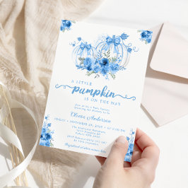 Invitación Baby Shower Blue Pumpkin Fall