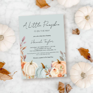 Invitación Baby Shower Blue Pumpkin Fall