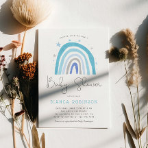 Baby Shower Blue Rainbow Boy
