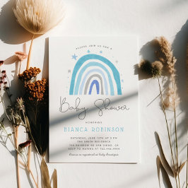 Invitación Baby Shower Blue Rainbow Boy