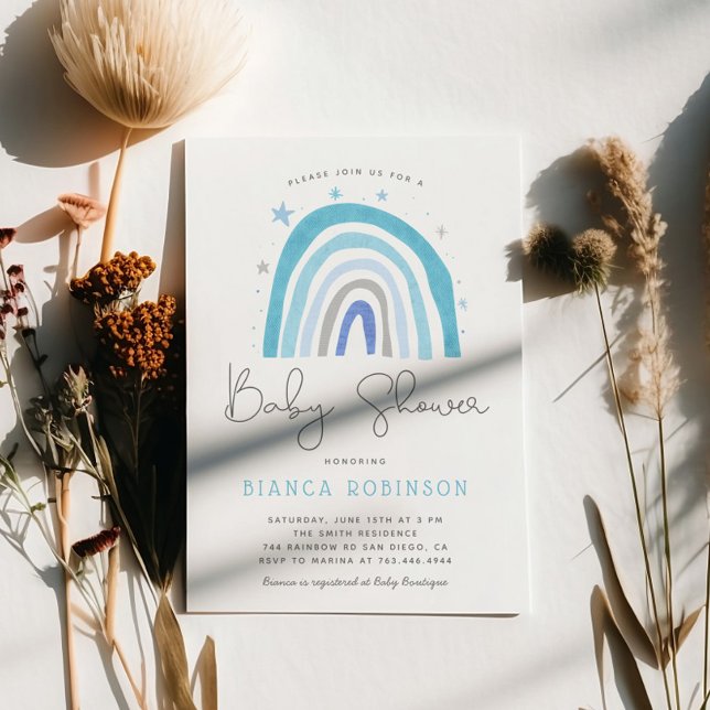 Invitación Baby Shower Blue Rainbow Boy (Subido por el creador)