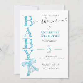 Invitación BABY SHOWER BLUE RIBBON BOY