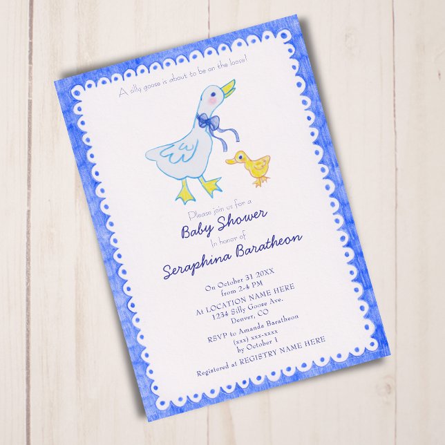 Invitación Baby Shower Blue Silly Goose (Subido por el creador)